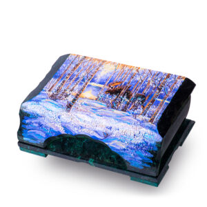 Шкатулка «Лось», камень змеевик, 24 см