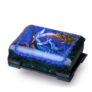 Шкатулка «Мечта полета», камень змеевик, 24 см