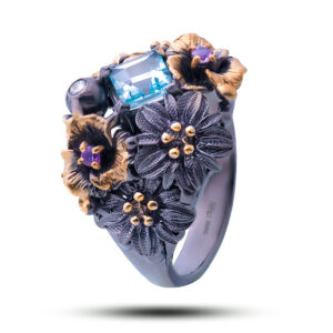 Кольцо «Нимфа», камни топаз, аметист, фианит, размер 18