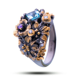 Кольцо «Нимфа», камни топаз, аметист, фианит, размер 17,75