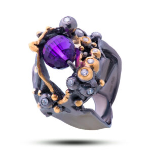 Кольцо «Прелюдия», камни аметист, фианит, размер 18,5