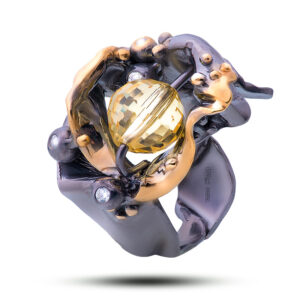 Кольцо «Прелюдия», камни цитрин, фианит, размер 17,25