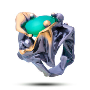 Кольцо «Афродита», камни хризопраз, фианит, размер 17,5