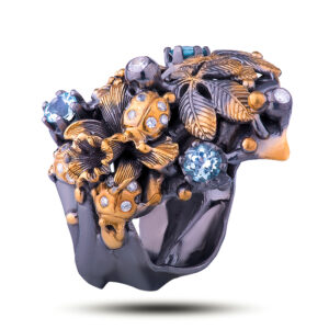 Кольцо «Элегия», камни топаз, фианит, размер 16,75