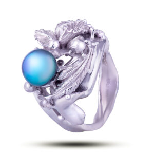 Кольцо «Орхидея», с жемчугом, фианитом, размер 17