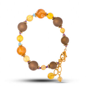 Браслет из агата и кварца, «Злата» 20-22 см