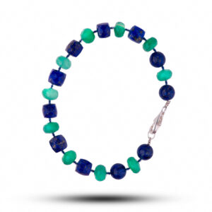 Браслет «Нефертити», камни хризопраз, лазурит, 20 см
