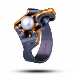 Кольцо «Винтаж», жемчуг, фианит, размер 18,25