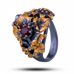 Кольцо «Флоранс», камни гранат, фианит, размер 17