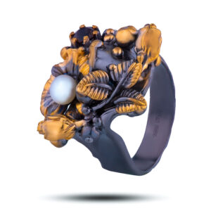 Кольцо «Флоранс», жемчуг, раухтопаз, фианит, размер 18