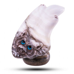 Фигурка из камня Кот «Яблочко» Камень ангидрит