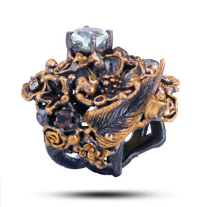 Кольцо «Весна», камни празиолит, цитрин, раухтопаз, фианит, размер 16,5