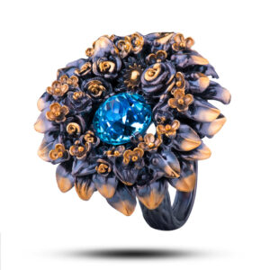 Кольцо «Подсолнух», камень топаз, размер 17