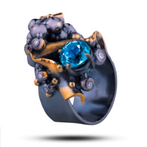 Кольцо c топазом и фианитами Винтаж