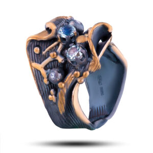 Кольцо «Грация», камни празиолит, фианит, размер 18