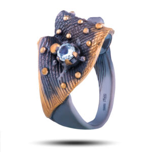 Кольцо «Винтаж», камни празиолит, фианит