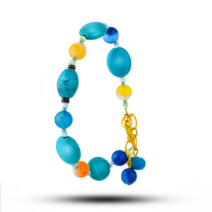 Браслет из агата и бирюзы, «Марокко» 19-22 см