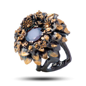 Кольцо «Подсолнух», камень гранат, размер 17