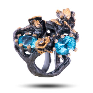 Кольцо «Дивный сад», камни топаз, фианит, размер 15,5