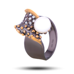 Кольцо «Модерн», жемчуг, фианит, размер 18