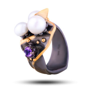 Кольцо «Винтаж», жемчуг, аметист, размер 17,5