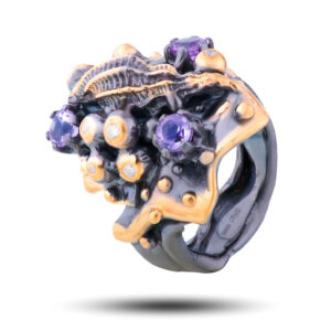 Кольцо «Рапан», камни аметист, фианит, размер 17,25