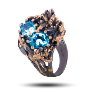 Кольцо «Райский сад», камни топаз, фианит, размер 17