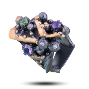 Кольцо «Винтаж», камни аметист, фианит, размер 16,25