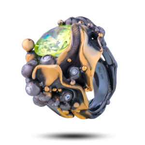 Кольцо «Восторг», камни фианит, празиолит, размер 17,5