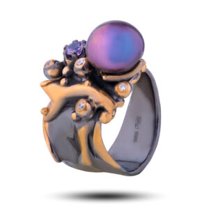 Кольцо «Винтаж», жемчуг, аметист, фианит, размер 17,5