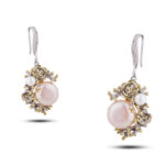 серьги с розовым и белым жемчугом