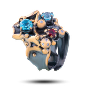 Кольцо «Модерн», камни топаз, гранат, фианит, размер 18