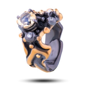 Кольцо «Винтаж», камни цитрин, фианит, размер 17