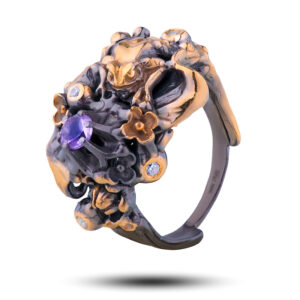 Кольцо «Лягушка», камни аметист, фианит, размер 15,75