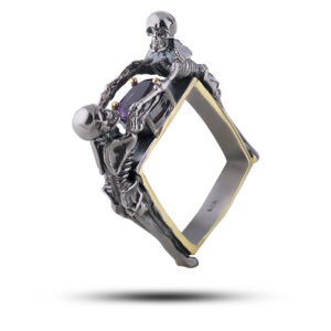 Кольцо «Скелеты» с камнем аметист, размер 18