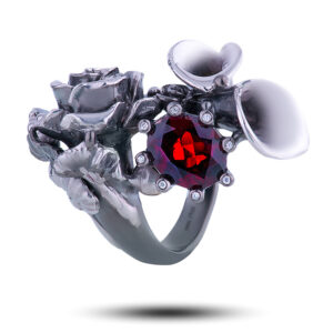 Кольцо «Летиция», камни гранат, фианит, размер 17,5