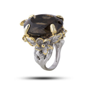 Кольцо с камнем раухтопаз, размер 18