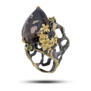 Кольцо с раухтопазом и цаворитом, 79769