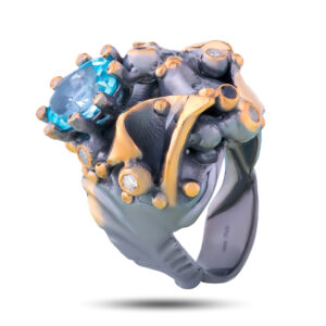 Кольцо «Модерн», камни топаз, шпинель, фианит, размер 17