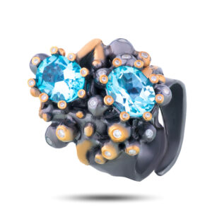 Кольцо «Модерн», камни топаз, фианит, размер 17,5