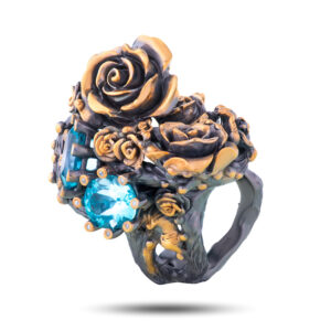Кольцо «Букет роз», камни топаз, фианит, размер 17,75