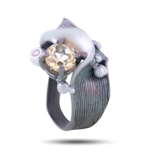 Кольцо «Винтаж», камни цитрин, фианит, размер 15,75