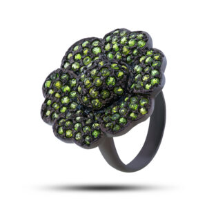 Кольцо с цаворитом, Цветок, 79812