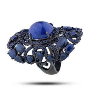 Кольцо с раухцитрином и сапфиром, 80010