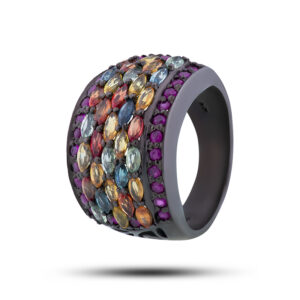 Кольцо, камни сапфир, рубин, размер 18,25