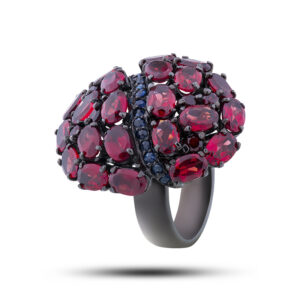 Кольцо, камни сапфир, гранат, размер 16,25