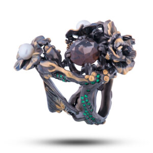 Кольцо «Валенсия», шпинель, раухтопаз, жемчуг, фианит, размер 17,25