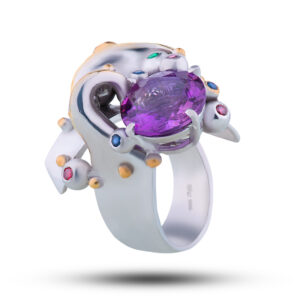 Кольцо «Винтаж», камни аметист, фианит, размер 17