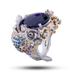 Кольцо «Версаль», камни аметист, фианит, размер 18