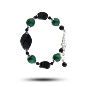 Браслет из агата и малахита, Павла» 17 см